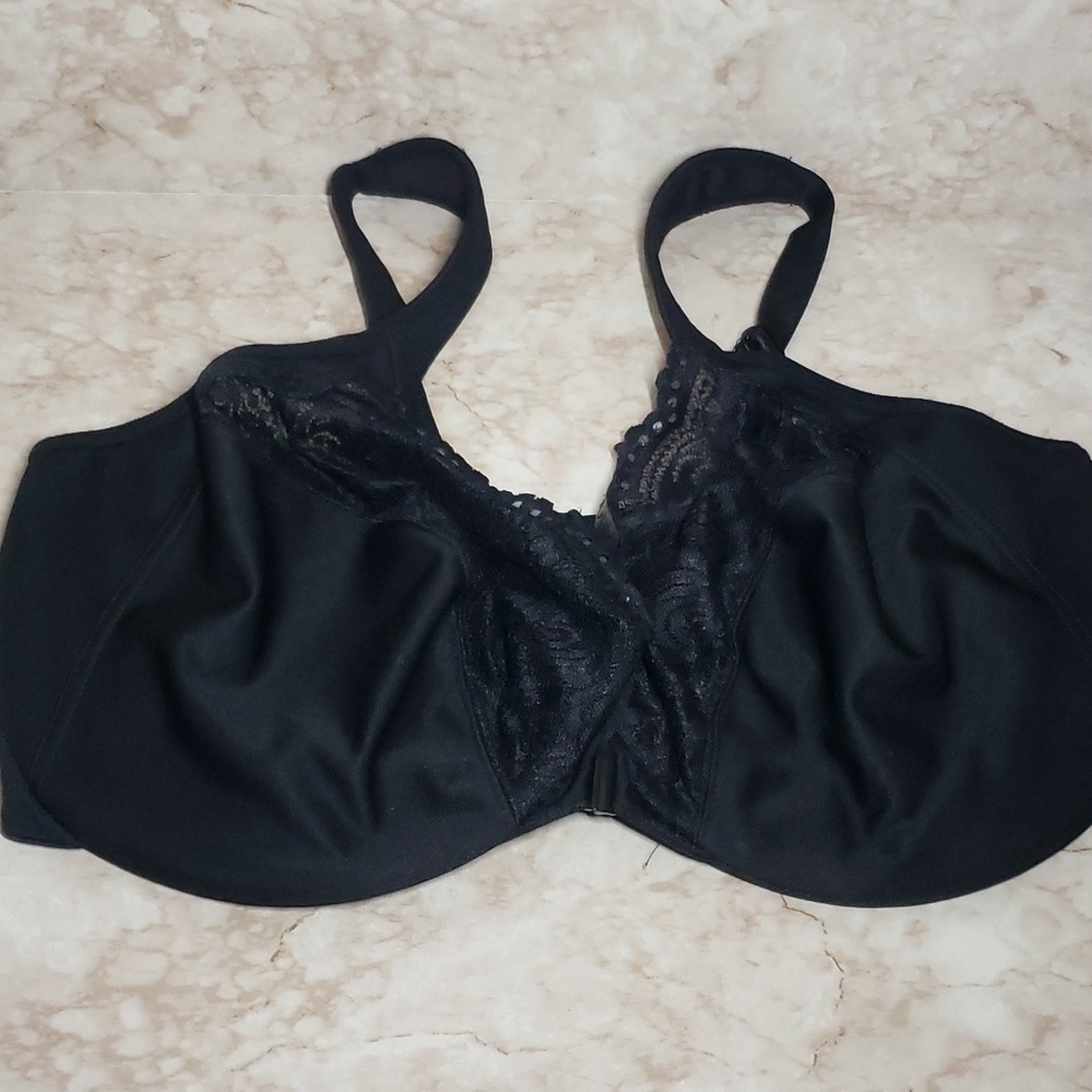 Glamorise black New wide shoulder strap not padded underwire bra sizev42H